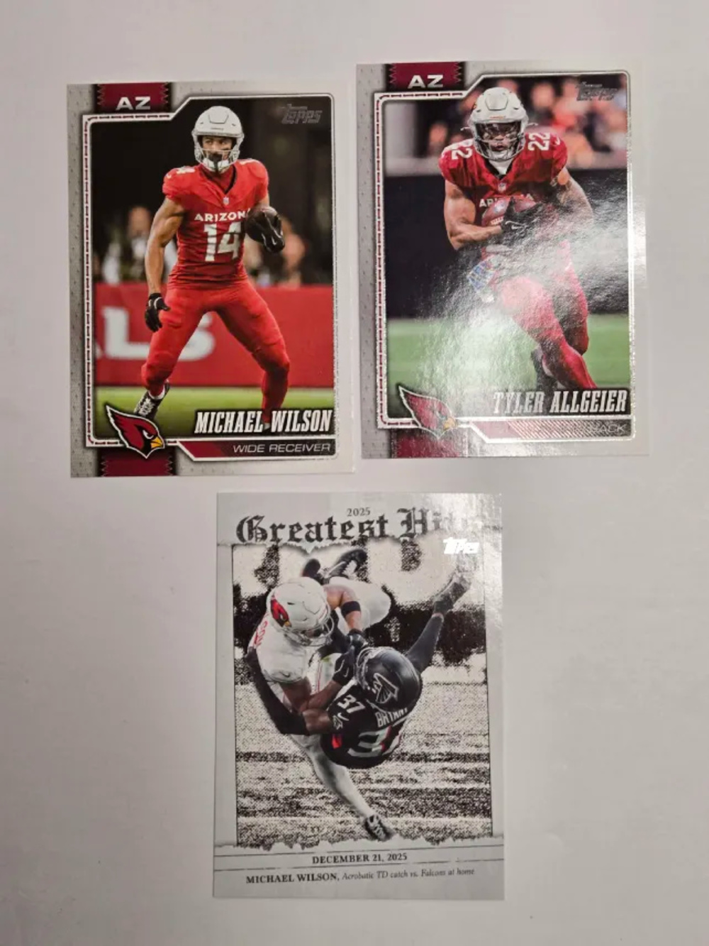 Lot of 3 – 2026 Topps Cardinals Cards Michael Wilson Tyler Allgeier Pascal